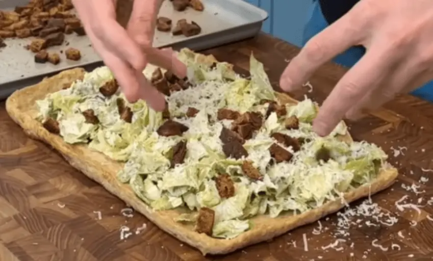 chicken crust Caesar salad pizza