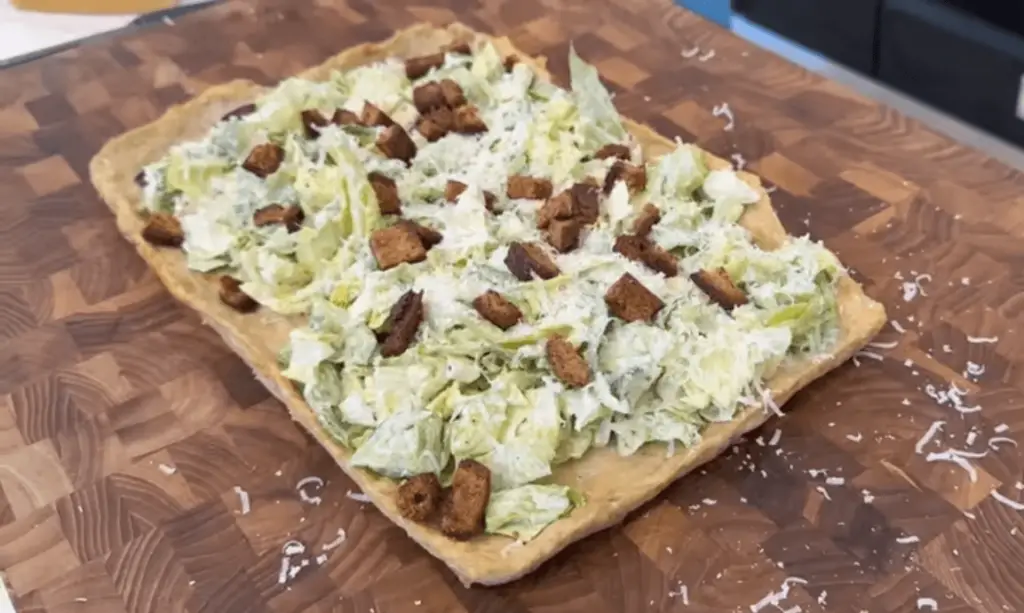 chicken crust Caesar salad pizza