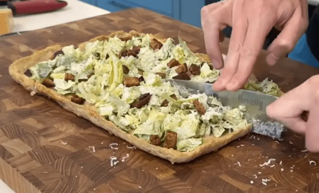 chicken crust Caesar salad pizza